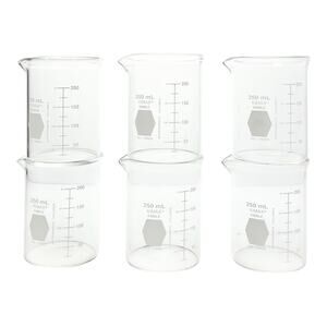 Set of 6 Kimax Kimble 250 ml Glass Beaker No. 14005 Chemistry Science